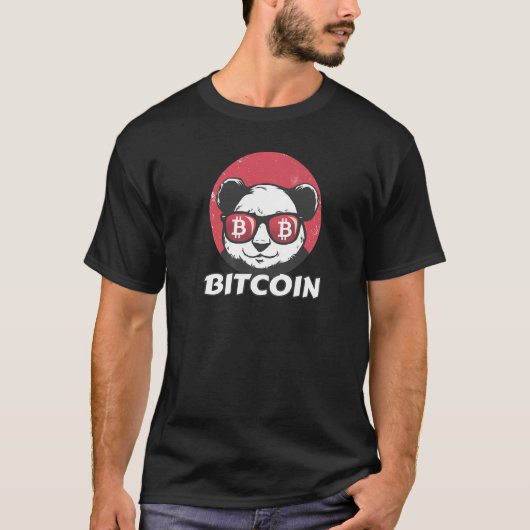 T-shirt Bitcoin cristal mignon Panda lunettes de soleil Re (Devant)