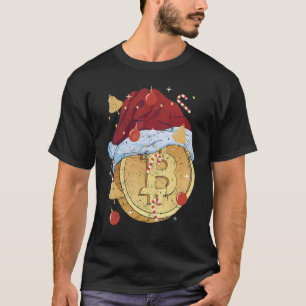 T-shirt Bitcoin de Noël avec cloches de chapeau de Santa e