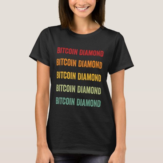 T-shirt Bitcoin Diamant Crypto Rainbow Text Design (Devant)