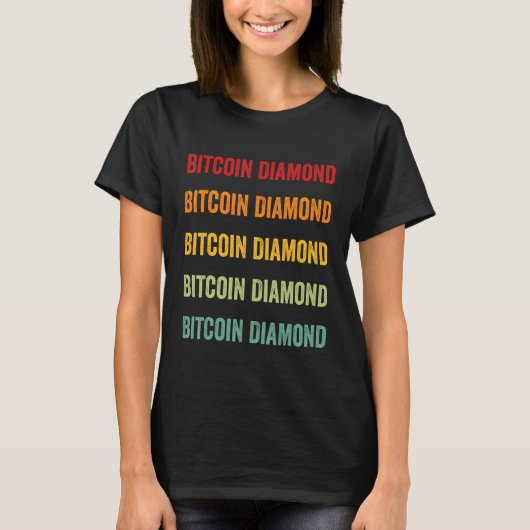 T-shirt Bitcoin Diamant Crypto Rainbow Text Design (Devant)