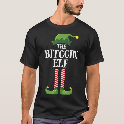 T-shirt Bitcoin Elf Correspondant Famille Groupe Noël (Devant)