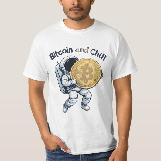 T-shirt Bitcoin et refroidissement - Astronaut avec géant (Devant)