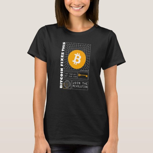 T-shirt Bitcoin fixe ce 80s 90s rétro Cyber Futuristic (Devant)