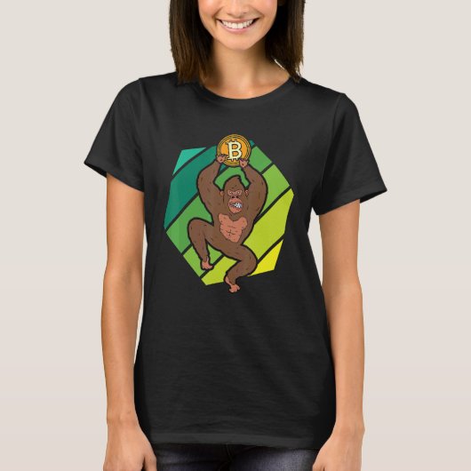 T-shirt Bitcoin Gorilla Singe Btc Crypto Forte Ensemble (Devant)