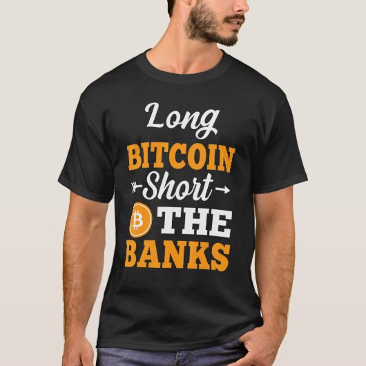 T-shirt Bitcoin Long Court Les Banques Crypto Meem Hommes  (Devant)