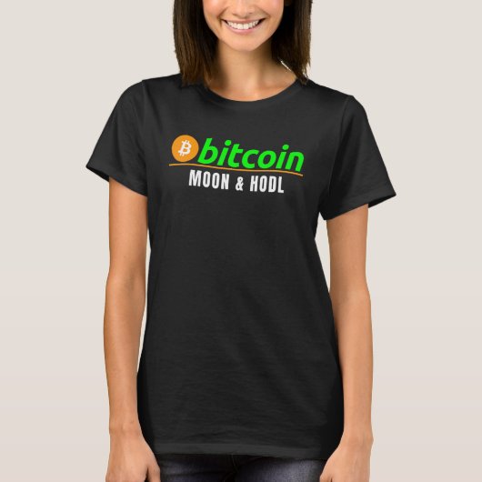 T-shirt Bitcoin Moon & Hodl Fun Bitcoin Blockchain Crypto (Devant)