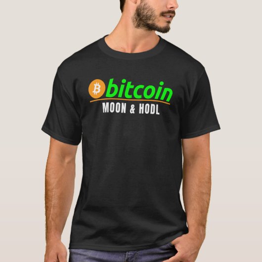 T-shirt Bitcoin Moon & Hodl Fun Bitcoin Blockchain Crypto (Devant)