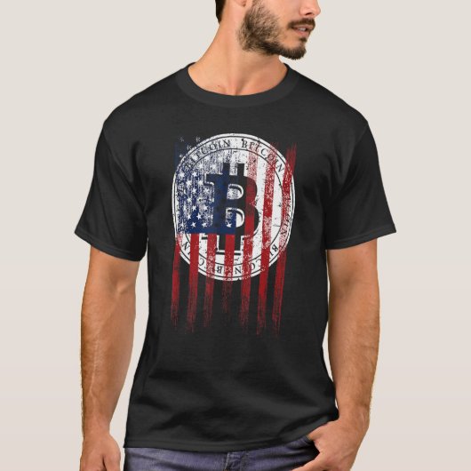 T-shirt Bitcoin Patriotique Usa Drapeau Grunge Retro Vinta (Devant)