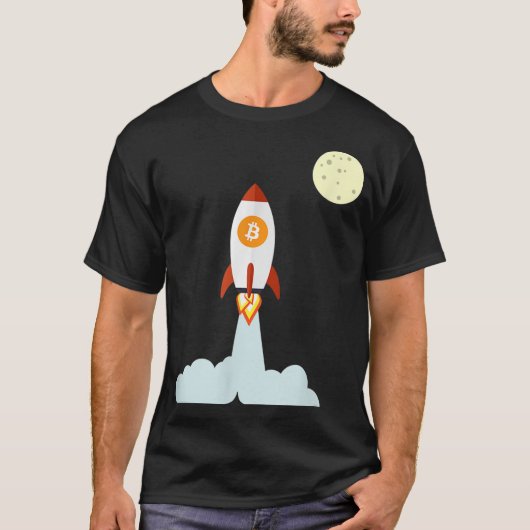 T-shirt Bitcoin Rocket To The Moon Design (Devant)