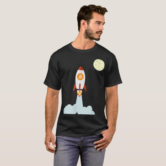 T-shirt Bitcoin Rocket To The Moon Design (Devant entier)