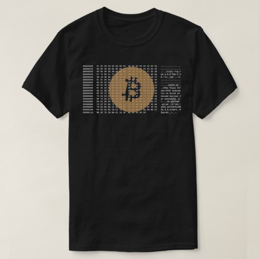 T-shirt Bitcoin Satoshi Nakamoto Génèse Bloc Cryptocurer (Design devant)