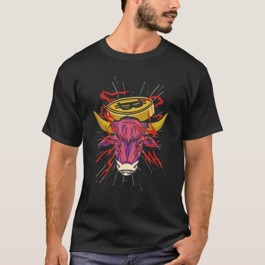 T-shirt Bitcoin Taureau cool Avec Yeux Laser Crypto (Devant)