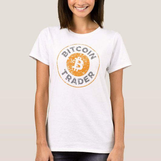 T-shirt Bitcoin Trader Grunge Texte Cercle Plan Blanc F (Devant)