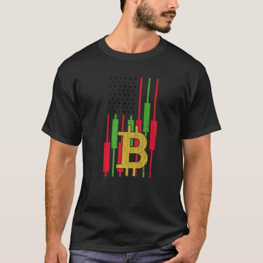 T-shirt Bitcoin Trader Trader Crypto Drapeau (Devant)
