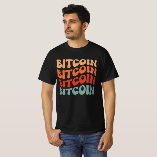 T-shirt Bitcoin Wavy Text Style Crypto Typographie Design (Devant entier)