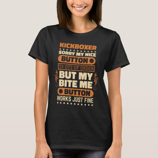 T-shirt Bite Button fonctionne conception kickboxer amateu (Devant)