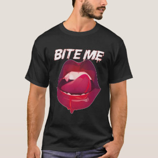 T-shirt Bite Me Dents Vampire Avec Rose