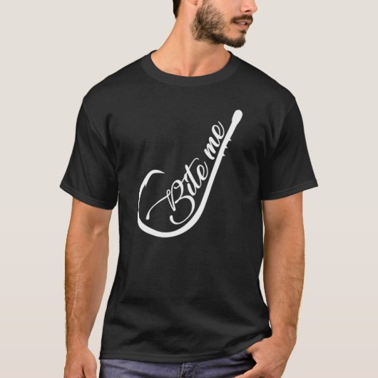 T-shirt Bite Me Fish Hook Drôle Pêche (Devant)