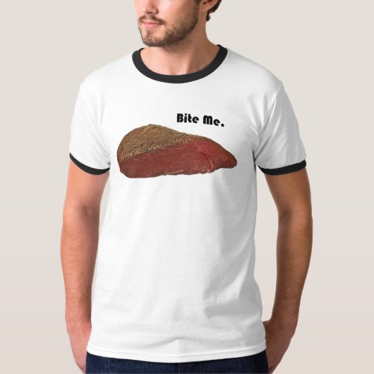 T-shirt Bite Me Funny Steak Beef Pun Joke (Devant)