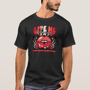 T-shirt Bite Me Please Halloween Vampire Effrayant Hallowe