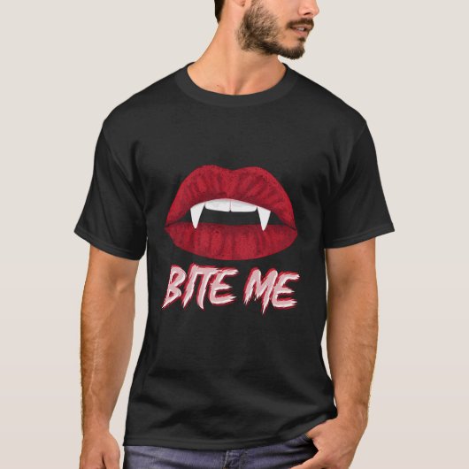 T-shirt Bite Me Vampire do-it-yourself Halloween Pour Aspi (Devant)
