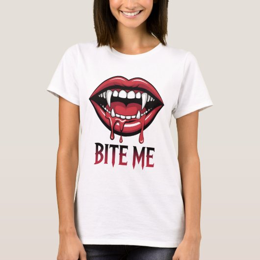 T-shirt Bite Me Vampire Mouth (Devant)
