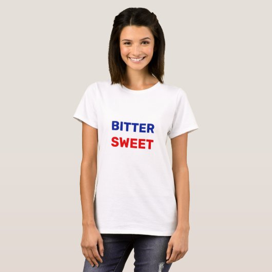 T-shirt Bittersweet en texte bleu et rouge (Devant entier)