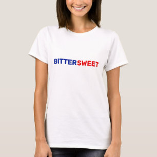 T-shirt Bittersweet en texte bleu et rouge