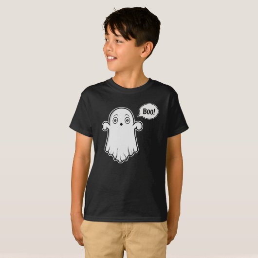 T-shirt Bizarre Et Bouillonnette Disant Boo Halloween (Devant entier)