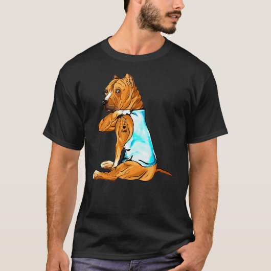 T-shirt Bizarre Pitbull Tattoos J'Aime Papa assis (Devant)