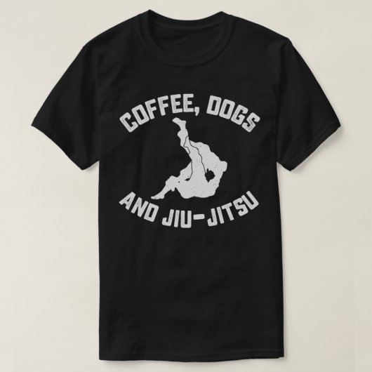 T-shirt Bjj Funny Coffee Dogs Jiu Jitsu (Design devant)