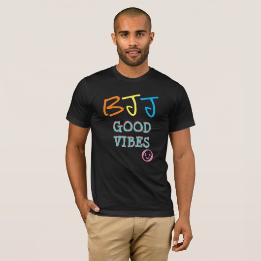 T-shirt BJJ Retro Graffiti style Good Vibes Black (Devant entier)