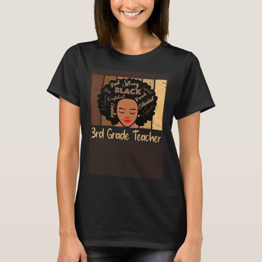 T-shirt Black 3rd Grade Teacher Love African American (Devant)