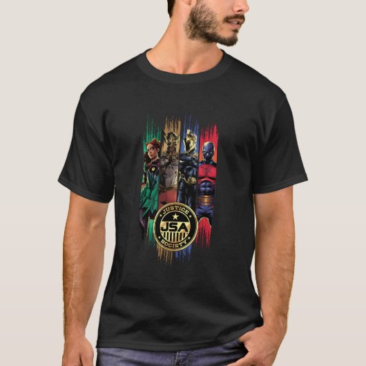 T-shirt Black Adam Justice Society Cyclone Hawkman Dr Fate (Devant)