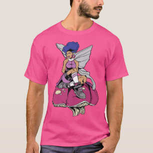 T-shirt Black African American Anime Girl Fairy Mushroom B