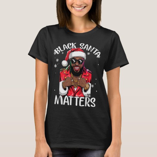 T-shirt Black African American Santa Claus Christmas Pajam (Devant)
