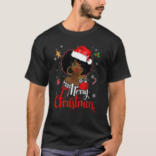 T-shirt Black African Girl American Melanin Christmas Sant