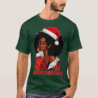 T-shirt Black African Girl American Melanin Christmas Sant