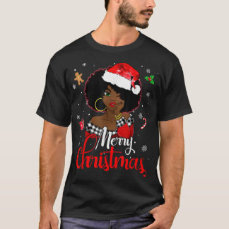 T-shirt Black African Girl American Melanin Christmas Sant