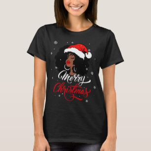 T-shirt Black African Girl American Père Noël Christmas Me