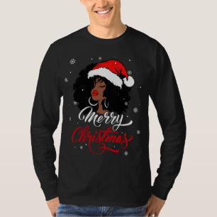 T-shirt Black African Girl American Père Noël Christmas Me