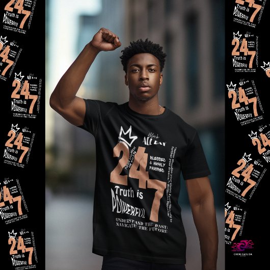 T-shirt Black All Day 24/7 Slogan Graphic