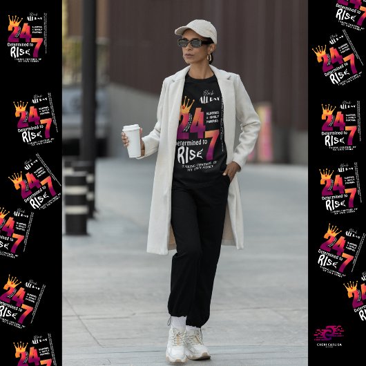 T-shirt Black All Day 24/7 Slogan Graphic