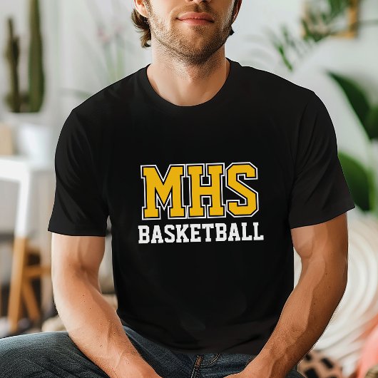 T-shirt Black and Gold Custom Basketball Team Spirit