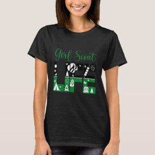 T-shirt Black And Green Life Scout Pour Filles Cookie Camp