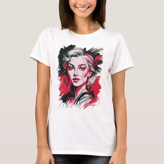 T-shirt Black and Red Woman 1 (Devant)