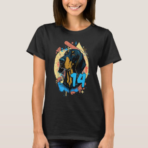 T-shirt Black And Tan Coonhound Chien 14e fête d'anniversa