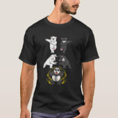 T-shirt Black And White Bear Into Panda Fusion (Devant)