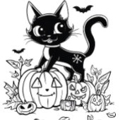 T-Shirt Black and White Cartoon Cat