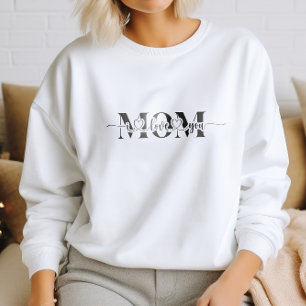 T-shirt Black and White Love You Maman Imprimer Femme